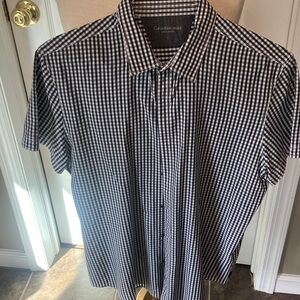 Calvin Klein Men's Black and White Gingham Shirt
